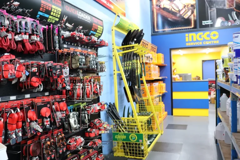 Aisle of tools and accessories leading to the INGCO Service Centre